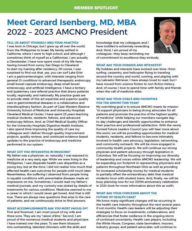 President's Corner Dr. Isenberg